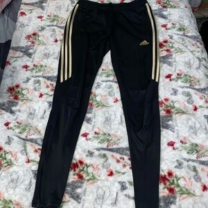 Adidas Climbcool Black Joggers with Gold Stripes and Zipper Pockets